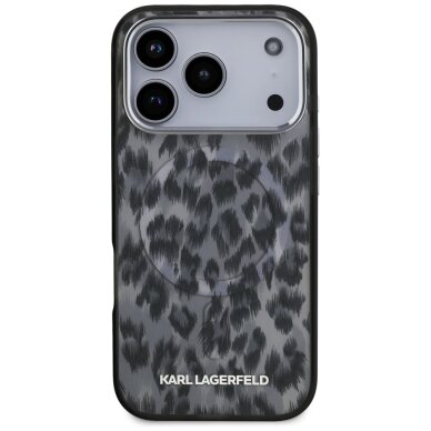 iPhone 17 Pro dėklas Karl Lagerfeld IML Leopard Pattern, MagSafe – juodas 2
