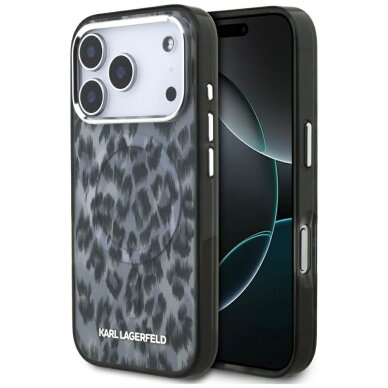 iPhone 17 Pro dėklas Karl Lagerfeld IML Leopard Pattern, MagSafe – juodas iPhone 17 Pro dėklas Karl Lagerfeld IML Leopard Pattern, MagSafe – juodas