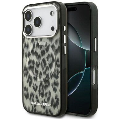 iPhone 17 Pro Karl Lagerfeld IML Leopard Pattern MagSafe dėklas – rudas