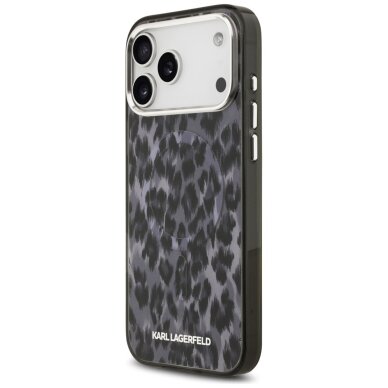 iPhone 17 Pro Max dėklas Karl Lagerfeld IML Leopard Pattern, MagSafe – juodas 1