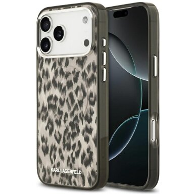 iPhone 17 Pro Max Karl Lagerfeld IML Leopard Pattern MagSafe dėklas – rudas iPhone 17 Pro Max Karl Lagerfeld IML Leopard Pattern MagSafe dėklas – rudas