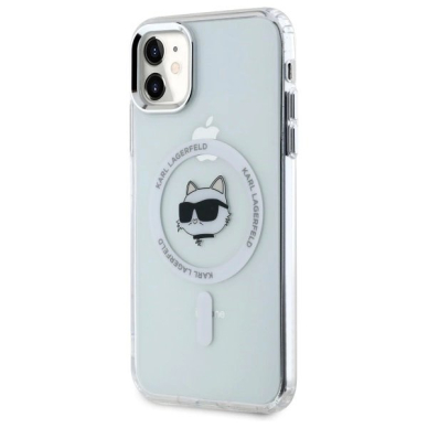 iPhone 11 Karl Lagerfeld IML Metal Choupette Head MagSafe dėklas - baltas 1