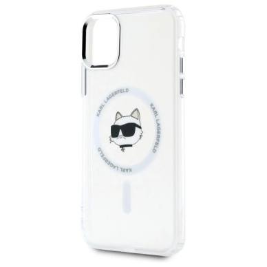 iPhone 11 Karl Lagerfeld IML Metal Choupette Head MagSafe dėklas - baltas 5