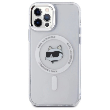 iPhone 12 Karl Lagerfeld IML Metal Choupette Head MagSafe dėklas - baltas 2