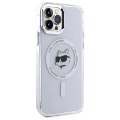 iPhone 12 Karl Lagerfeld IML Metal Choupette Head MagSafe dėklas - baltas 3