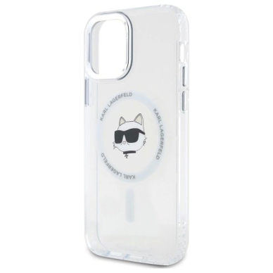 iPhone 12 Karl Lagerfeld IML Metal Choupette Head MagSafe dėklas - baltas 5