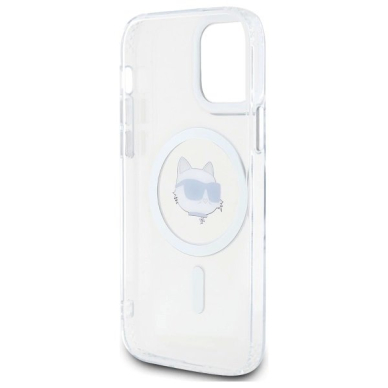 iPhone 12 Karl Lagerfeld IML Metal Choupette Head MagSafe dėklas - baltas 6