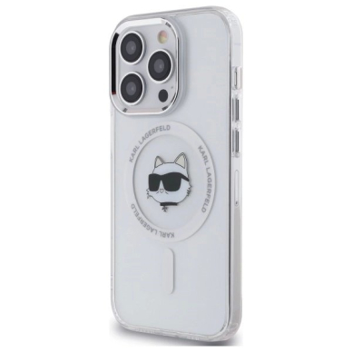 iPhone 13 Karl Lagerfeld IML Metal Choupette Head MagSafe dėklas - baltas 1