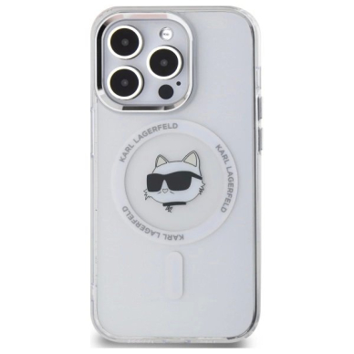 iPhone 13 Karl Lagerfeld IML Metal Choupette Head MagSafe dėklas - baltas 2