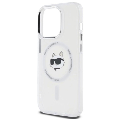 iPhone 13 Karl Lagerfeld IML Metal Choupette Head MagSafe dėklas - baltas 5