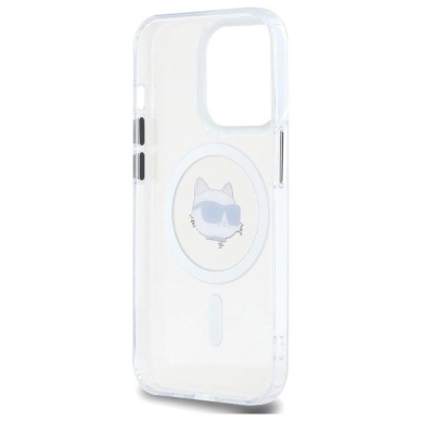 iPhone 13 Karl Lagerfeld IML Metal Choupette Head MagSafe dėklas - baltas 6