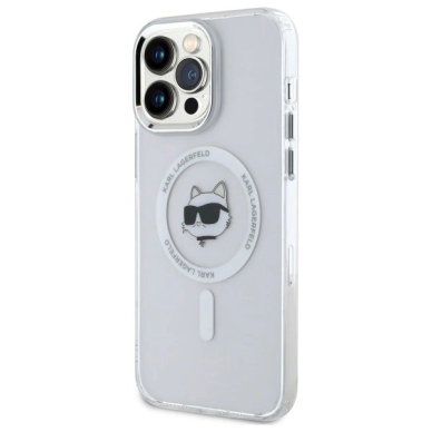 iPhone 13 Pro Karl Lagerfeld IML Metal Choupette Head MagSafe dėklas - baltas 1