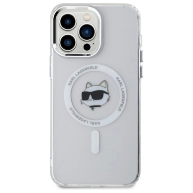 iPhone 13 Pro Karl Lagerfeld IML Metal Choupette Head MagSafe dėklas - baltas 2