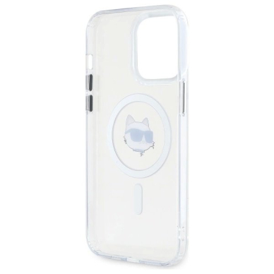 iPhone 13 Pro Karl Lagerfeld IML Metal Choupette Head MagSafe dėklas - baltas 6