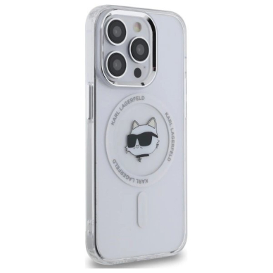 iPhone 14 Pro Karl Lagerfeld IML Metal Choupette Head MagSafe dėklas - baltas 3