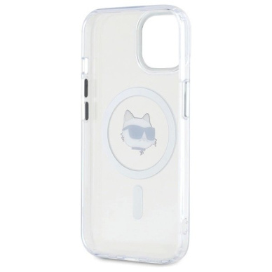 iPhone 15 Plus Karl Lagerfeld IML Metal Choupette Head MagSafe dėklas - baltas 6