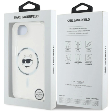 iPhone 16e – Karl Lagerfeld IML Metal Choupette Head MagSafe dėklas - Baltas 7