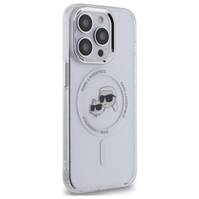 iPhone 14 Pro Max – Karl Lagerfeld IML Metal Karl & Choupette Head MagSafe dėklas - Baltas 3
