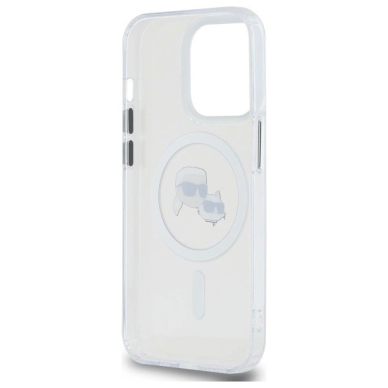 iPhone 14 Pro Max – Karl Lagerfeld IML Metal Karl & Choupette Head MagSafe dėklas - Baltas 6
