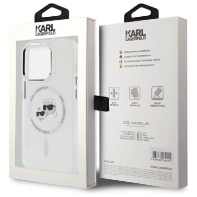 iPhone 14 Pro Max – Karl Lagerfeld IML Metal Karl & Choupette Head MagSafe dėklas - Baltas 7