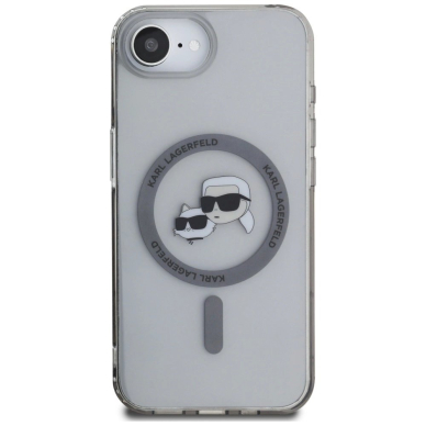 iPhone 16e – Karl Lagerfeld IML Metal Karl & Choupette Heads MagSafe dėklas - Juodas 2