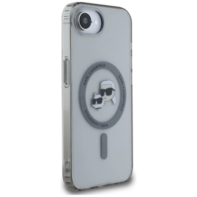 iPhone 16e – Karl Lagerfeld IML Metal Karl & Choupette Heads MagSafe dėklas - Juodas 3