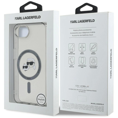iPhone 16e – Karl Lagerfeld IML Metal Karl & Choupette Heads MagSafe dėklas - Juodas 7