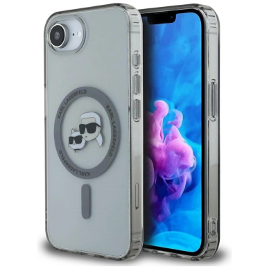iPhone 16e – Karl Lagerfeld IML Metal Karl & Choupette Heads MagSafe dėklas - Juodas