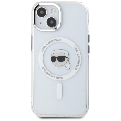 Karl Lagerfeld IML Metal Karl Head MagSafe Dėklas skirtas iPhone 15 Plus Baltas 2