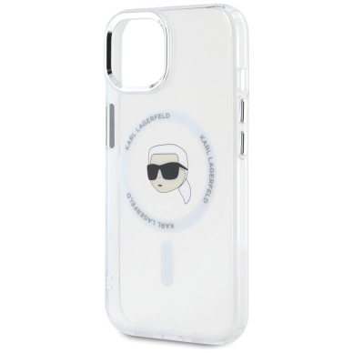 Karl Lagerfeld IML Metal Karl Head MagSafe Dėklas skirtas iPhone 15 Baltas 5