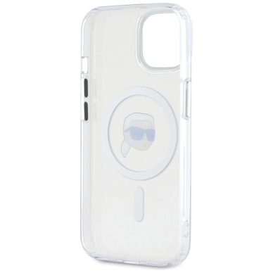Karl Lagerfeld IML Metal Karl Head MagSafe Dėklas skirtas iPhone 15 Baltas 6
