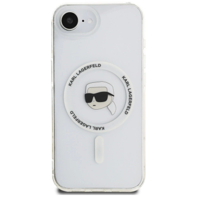 iPhone 16e – Karl Lagerfeld IML Metal Karl Head MagSafe dėklas - Baltas 2