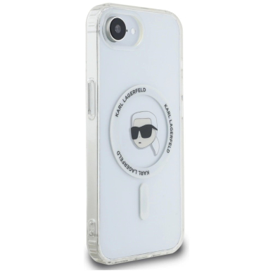 iPhone 16e – Karl Lagerfeld IML Metal Karl Head MagSafe dėklas - Baltas 3