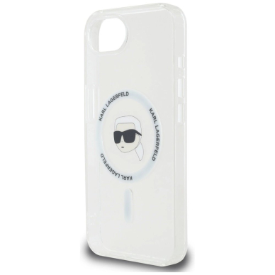 iPhone 16e – Karl Lagerfeld IML Metal Karl Head MagSafe dėklas - Baltas 5