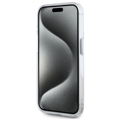 iPhone 15 Pro Max Karl Lagerfeld IML Metal Karl&Choupette Head MagSafe dėklas - baltas 4