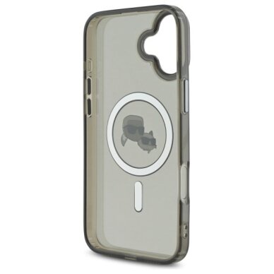 iPhone 16 Plus Karl Lagerfeld IML Metal Karl & Choupette Head MagSafe dėklas – juodas 6