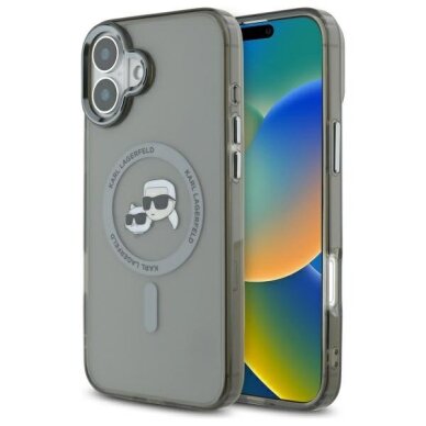 iPhone 16 Plus Karl Lagerfeld IML Metal Karl & Choupette Head MagSafe dėklas – juodas iPhone 16 Plus Karl Lagerfeld IML Metal Karl & Choupette Head MagSafe dėklas – juodas