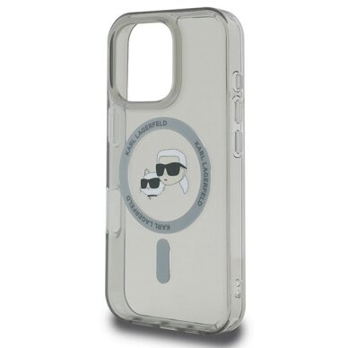 iPhone 16 Pro Karl Lagerfeld IML Metal Karl & Choupette Head MagSafe dėklas – juodas 5
