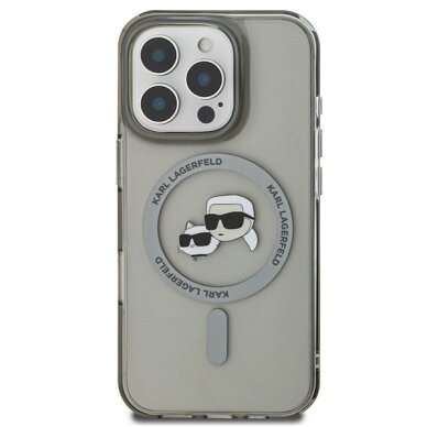 iPhone 16 Pro Max Karl Lagerfeld IML Metal Karl & Choupette Head MagSafe dėklas – juodas 2