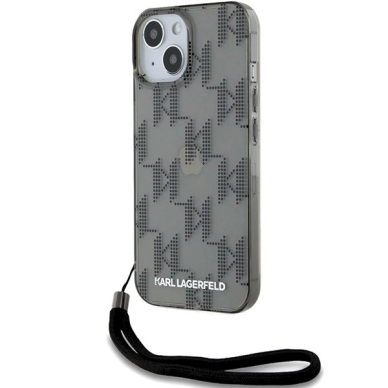 Karl Lagerfeld IML Mono KL Pattern Cord dėklas iPhone 15 / 14 / 13 - Juodas Karl Lagerfeld IML Mono KL Pattern Cord dėklas iPhone 15 / 14 / 13 - Juodas