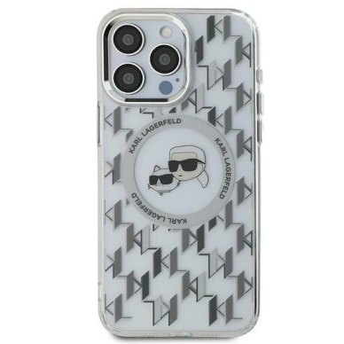 Dėklas Karl Lagerfeld IML Monogram Karl Choupette Head MagSafe iPhone 15 - Skaidrus Dėklas Karl Lagerfeld IML Monogram Karl Choupette Head MagSafe iPhone 15 - Skaidrus