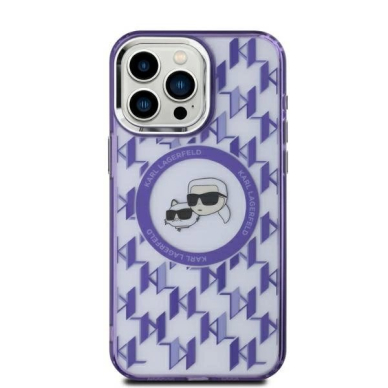 Dėklas Karl Lagerfeld IML Monogram Karl Choupette Head MagSafe iPhone 15 - Violetinis Dėklas Karl Lagerfeld IML Monogram Karl Choupette Head MagSafe iPhone 15 - Violetinis
