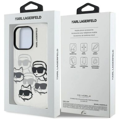 iPhone 16 Pro Karl Lagerfeld IML Multi K&C Head Pattern dėklas – skaidrus 7