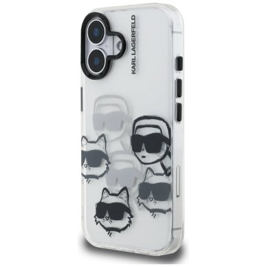 iPhone 16 dėklas Karl Lagerfeld IML Multi K&C Head Pattern – skaidrus 1