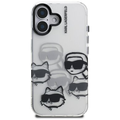 iPhone 16 dėklas Karl Lagerfeld IML Multi K&C Head Pattern – skaidrus 2