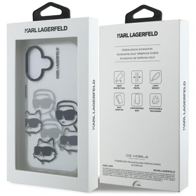 iPhone 16 dėklas Karl Lagerfeld IML Multi K&C Head Pattern – skaidrus 7