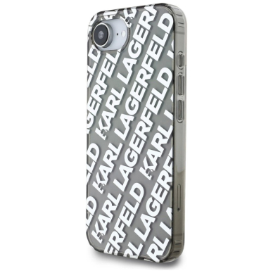 iPhone 16e – Karl Lagerfeld IML Repeat Logo dėklas - Sidabrinis 1