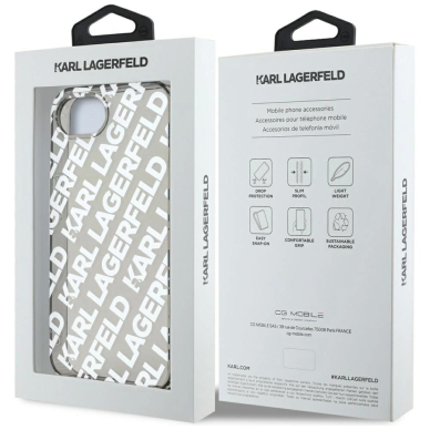 iPhone 16e – Karl Lagerfeld IML Repeat Logo dėklas - Sidabrinis 6
