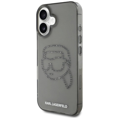 Karl Lagerfeld IML Rhinestones Karl Head Dėklas skirtas iPhone 16 Juodas 1