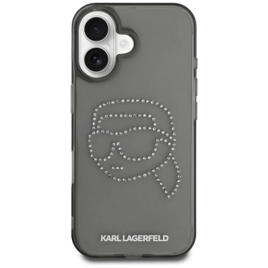 Karl Lagerfeld IML Rhinestones Karl Head Dėklas skirtas iPhone 16 Juodas 2
